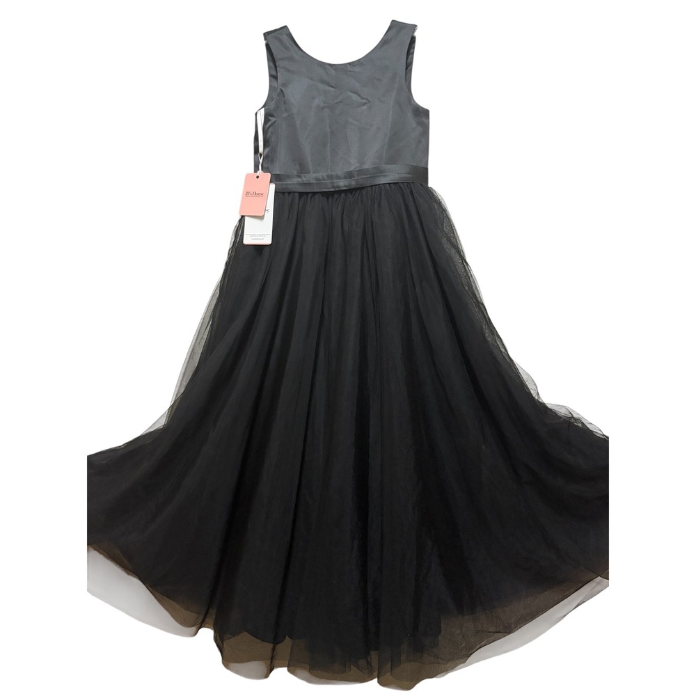 JJ's House Black Satin and Tulle Formal Gown Flower Girl‎ Dress Size 10 NWT